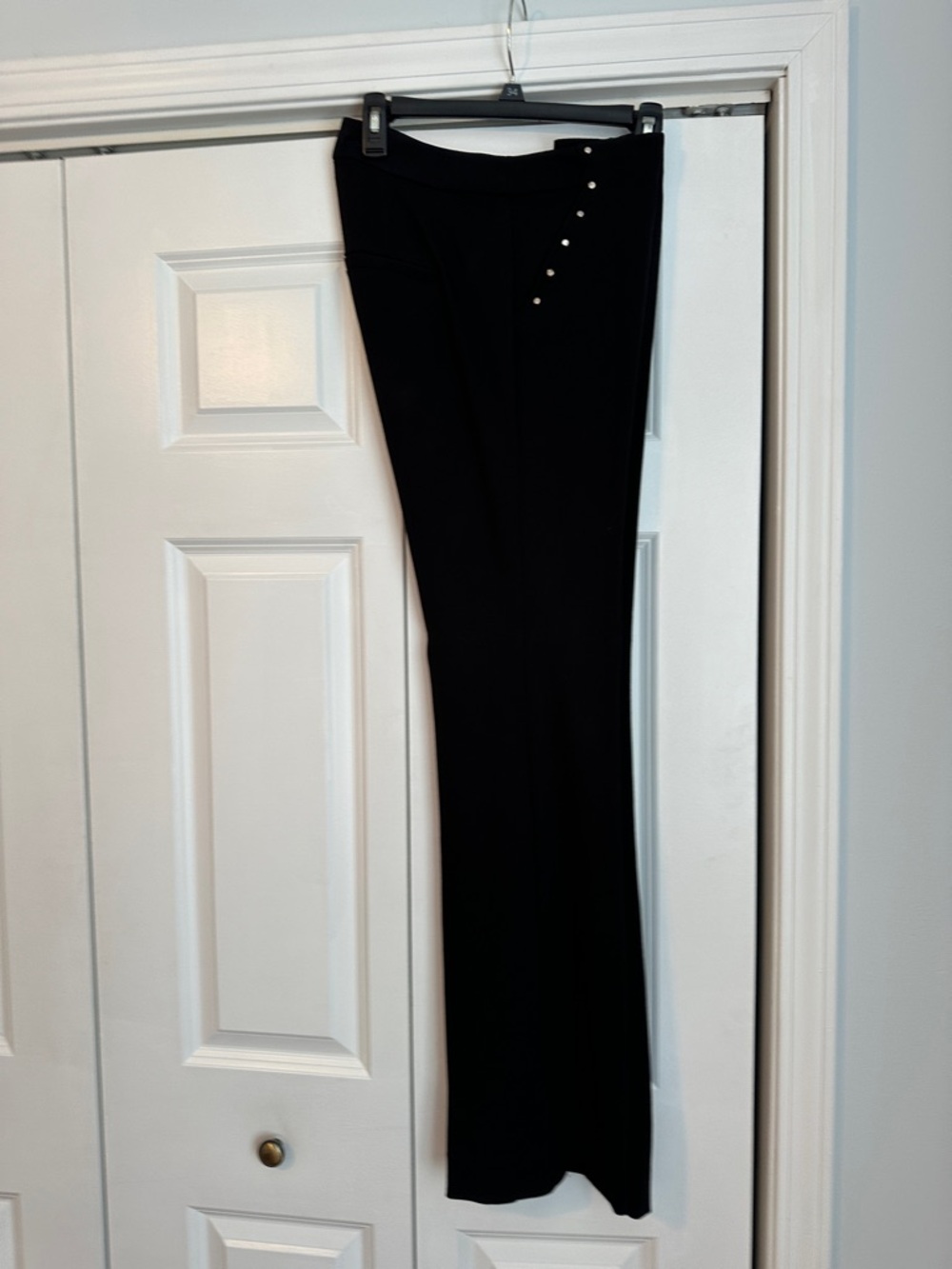 White House Black Market Black Boot-Cut Stretch Pants with Side Studs